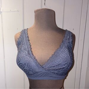 SO Lace Trim Bralette - Soft Blue